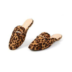 MUSSHOE Women's size 6 Leopard Slip on Flats Mules Pointed Toe Horse Bit NEW